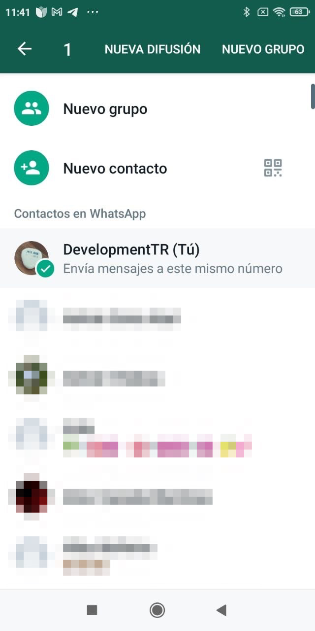 Captura de los contactos de WhatsApp