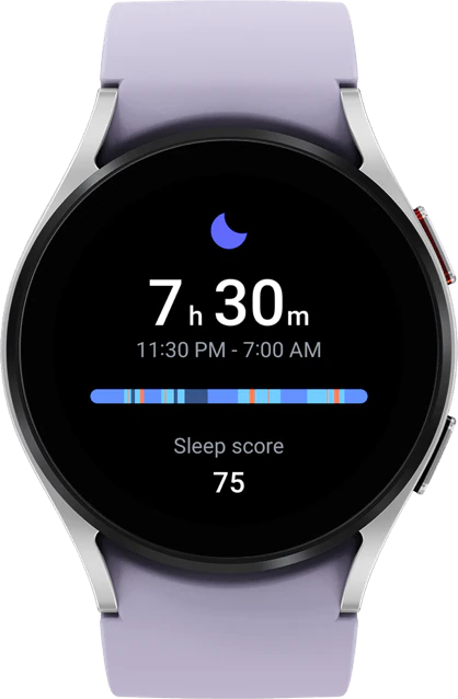 Galaxy Watch 5 con datos de medición de sueño.