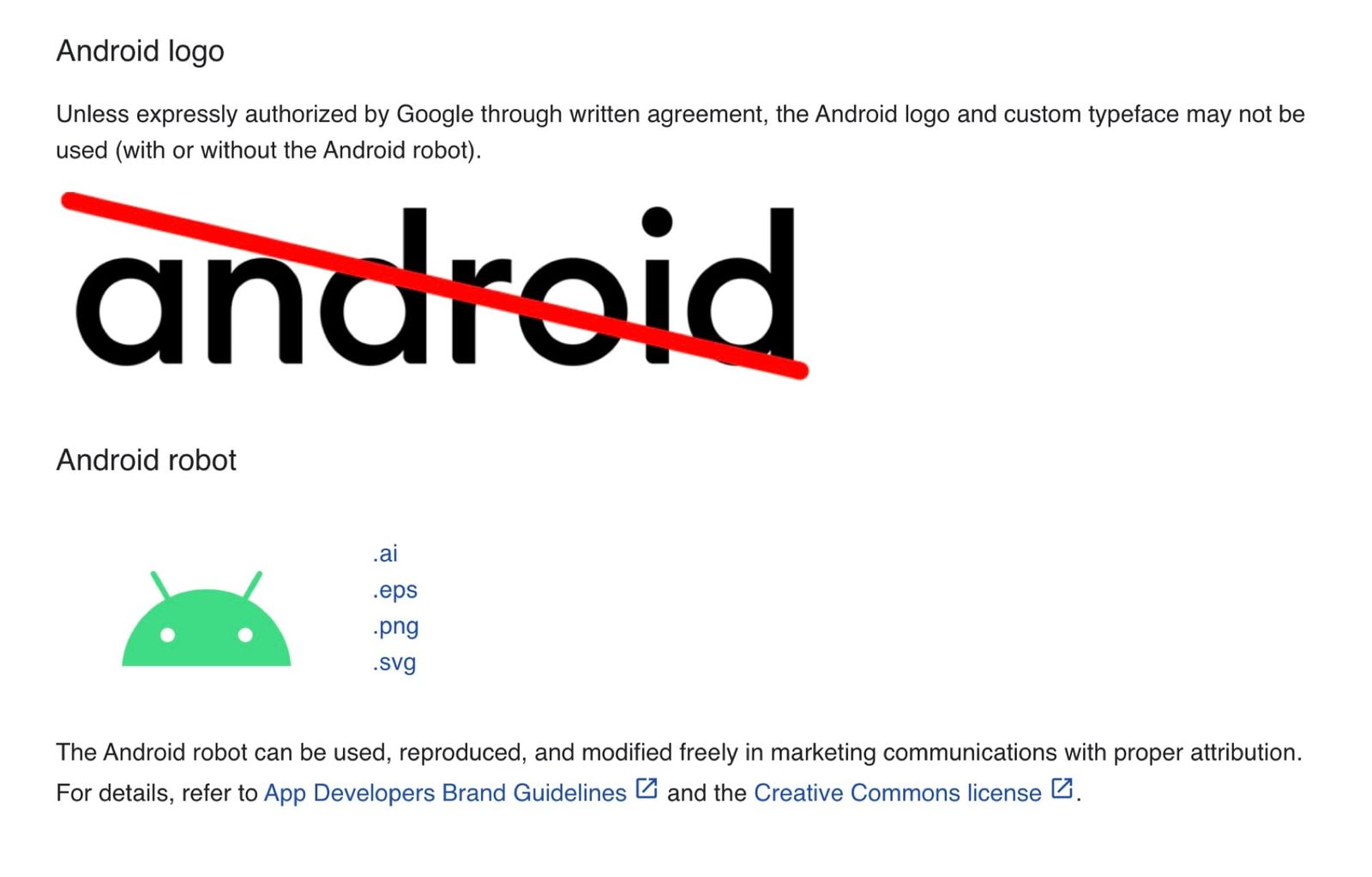 Guía de marca de Android.