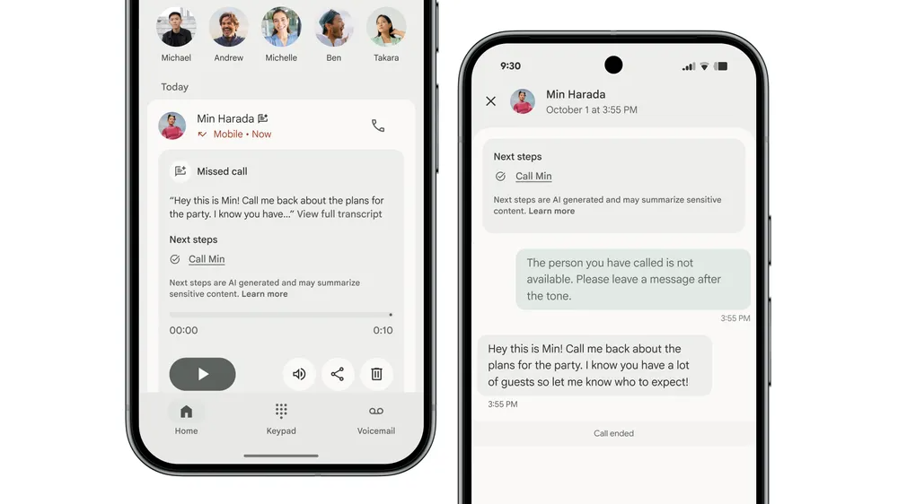 Función "Take a Message" en un Google Pixel 10