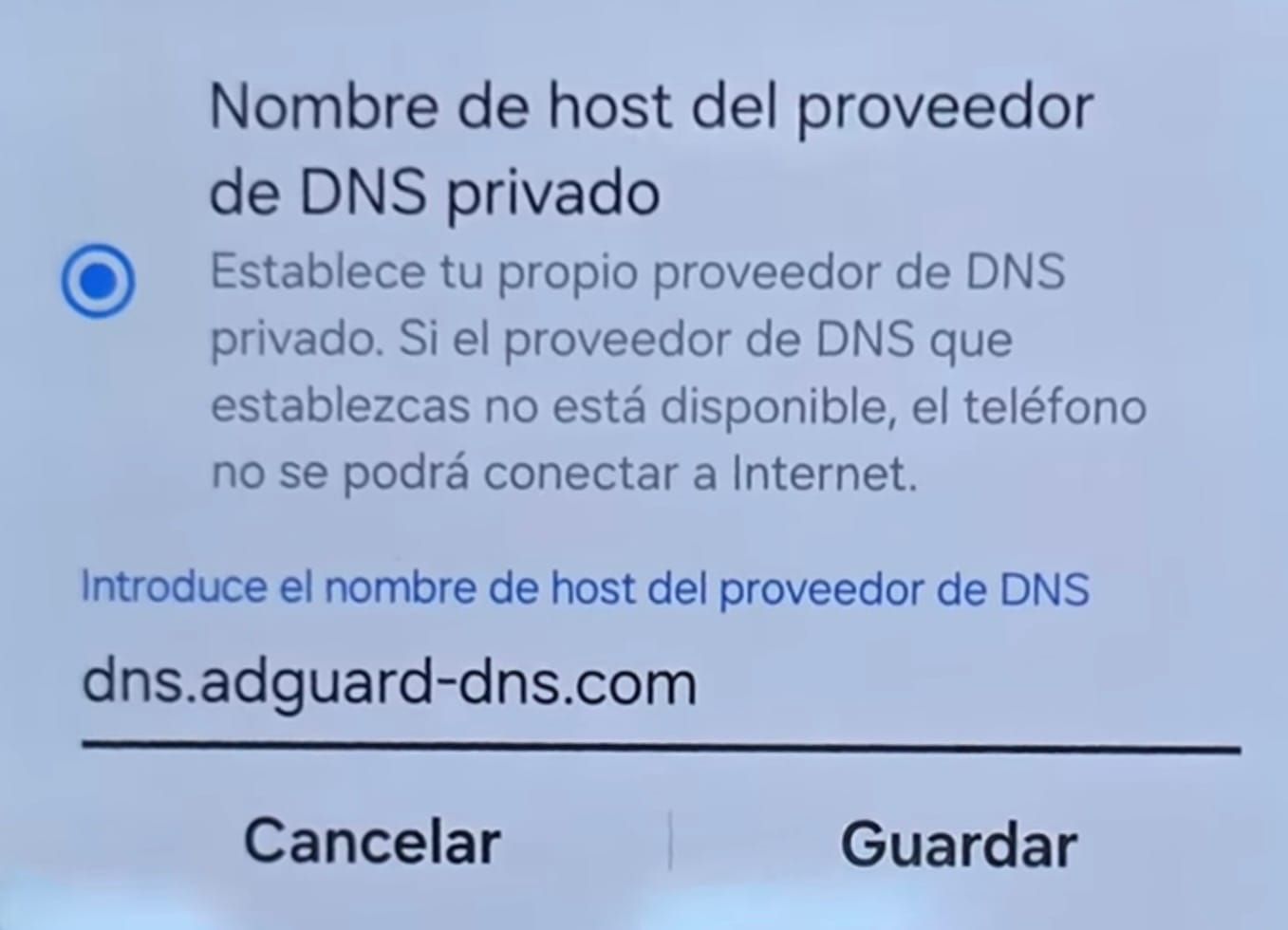 Configuración de DNS privado en Android